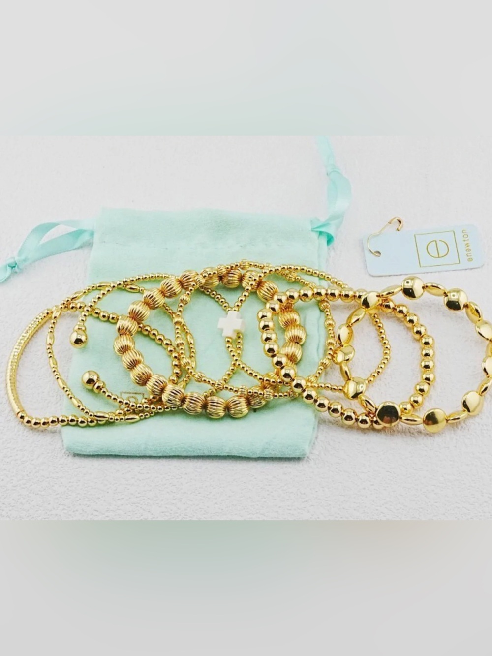 Gold Beaded Bracelet Stack for Women by Newton